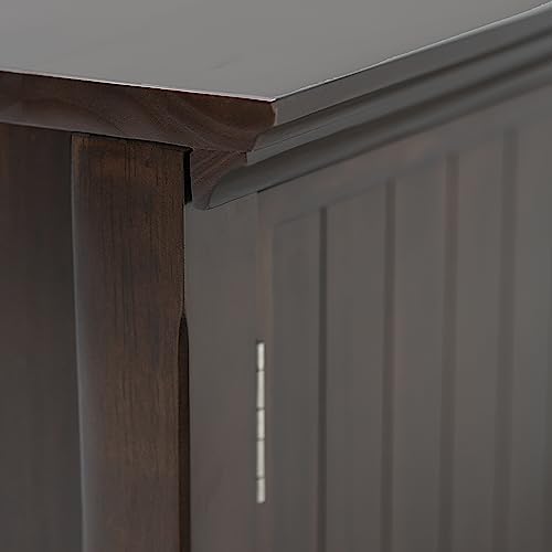 SIMPLIHOME Acadian 2-Seater Storage Bench and Cabinet Set in Brunette Brown