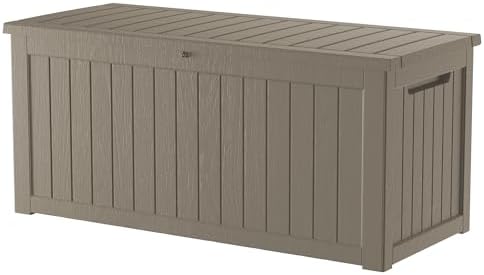 Outdoor Storage Box Waterproof, 200 Gallon Lockable Resin Large Deck Box, Patio Storage Bin for Pool Accessories Cushion Furniture, Garden Tools, UV-Resistant Outside Delivery, Grey