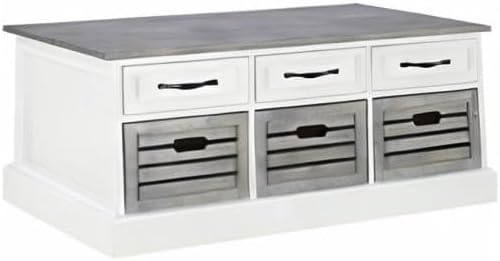 BOWERY HILL 6 Drawer Entryway Storage Cubby Bench in White and Gray