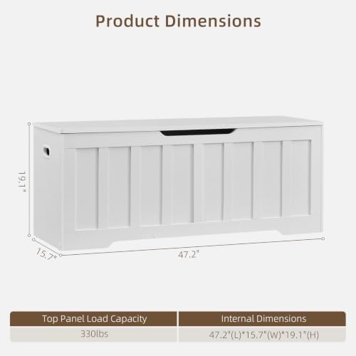 VANKILEY 47.2" Storage Chest Extra Large, Storage Bench.(White)