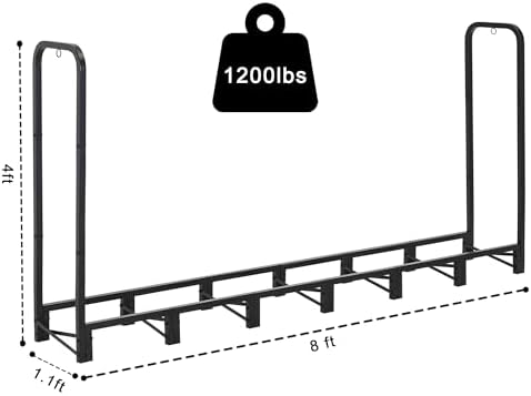 Werph 8FT Firewood Rack Outdoor, Heavy Duty Firewood Storage Rack