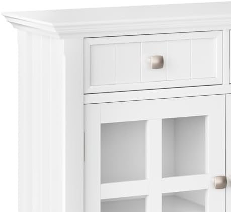 SIMPLIHOME Acadian Storage Bench and Cabinet Set in White