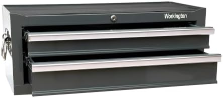 Workington Industrial 2 Drawers Portable Metal Intermediate Box, 26" Middle Tool Chest Cabinet with Ball Bearing Drawer Slides, Steel Tool Storage Box Organizer 4008 Gray