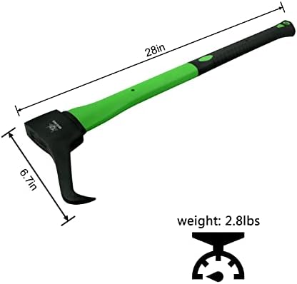 Pickaroon, Hookaroon Forged Steel, with Anti-Slip & Shock Reduction Grip, for Log Lifting and Moving Wood Firewood Tool