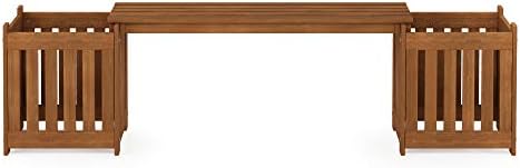 Furinno TIOMAN Outdoor Planter Box Set with Bench, Natural