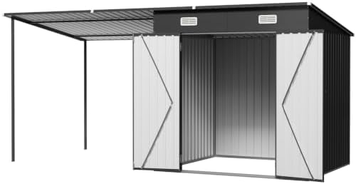 14x6FT Outdoor Lean to Shed & Hardtop Gazebo Combo