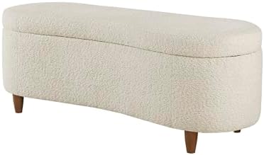 Bailey Boucle-Style Curved Storage Accent Bench