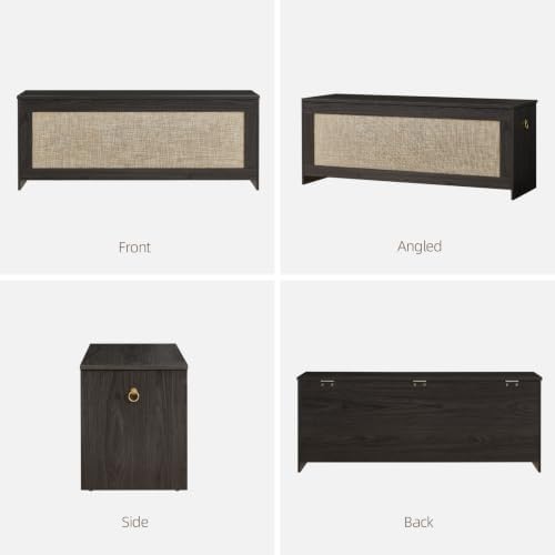 47.2"Storage Chest extra large,Rattan storage bench(Obsidian Black)
