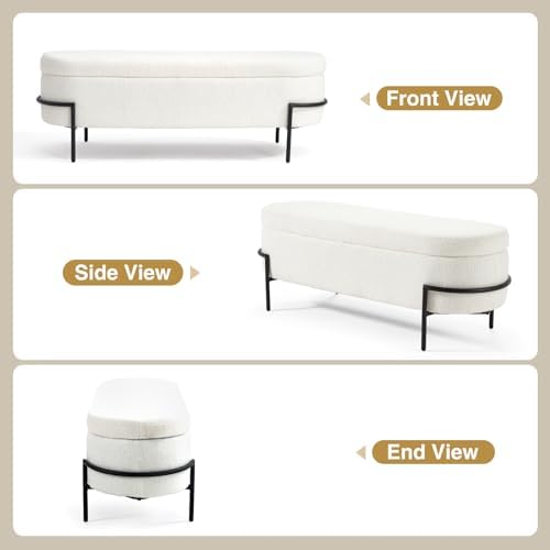 FiveWillowise 45 Inch Sherpa Storage Ottoman Bench,End of Bed Bench