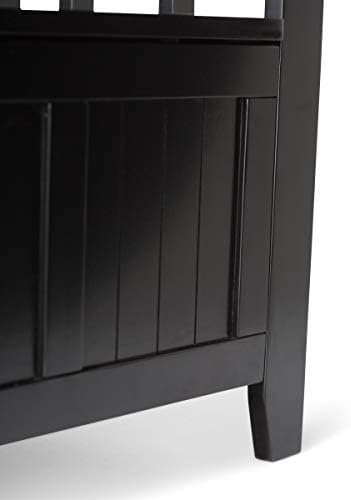 SIMPLIHOME Acadian 2-Seater Storage Bench and Cabinet Set in Black