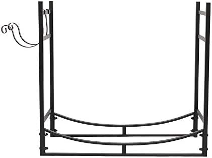 Outvita 3FT Firewood Log Rack, Iron Lumber Storage Holder, Wood Pile Stacker Organizer for Indoor Outdoor Fireplace Fire Stove Pit with Kindling Holder Black