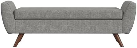 HomePop 60" Modern Storage Bench with Wood Legs - Gray Woven