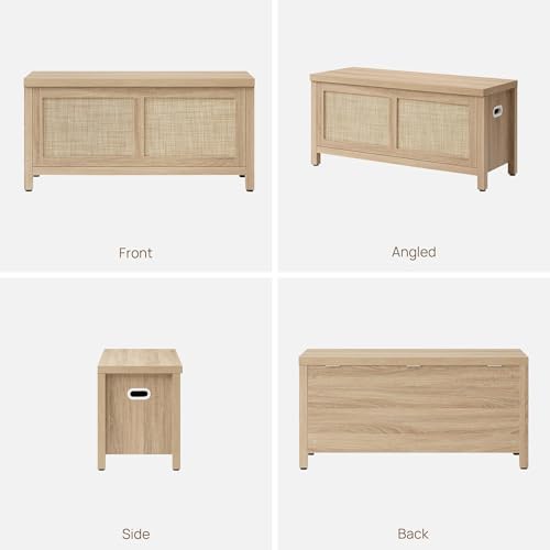 SICOTAS Rattan Storage Chest 39.4" Storage Bench for Bedroom