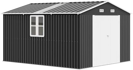 AMERLIFE 10x12x7 FT Outdoor Storage Shed with 2 Transparent Panels