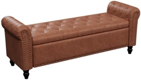 FiveWillowise 55" Bedroom Bench, End of Bed Bench with Storage, Brown
