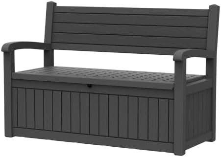 100 Gallon Outdoor Storage Bench, Lockable for Patio Furniture, Black