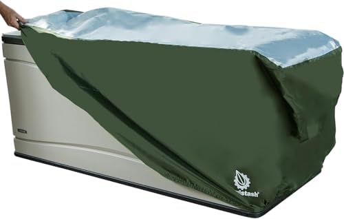 YardStash Deck Box Cover - Heavy Duty, Waterproof Covers for Outdoor Cushion Storage and Large Deck Boxes - Protects from Rain, Wind and Snow - XXL - Green