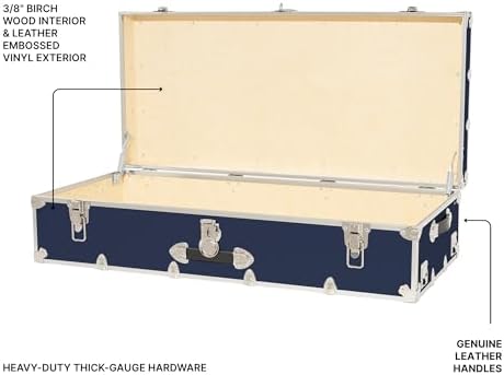 Rhino Trunk & Case Trundle Home Storage & College Trunk - 44”x20”x12” - 1500+ lbs Capacity. USA Made Secure Under-Dorm Bed Footlocker for Clothes and Food, and Underbed Shoe Storage Box