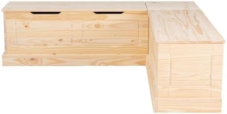 Linon Troyin Rustic Backless Corner Nook with Storage in Solid Unfinished Pine