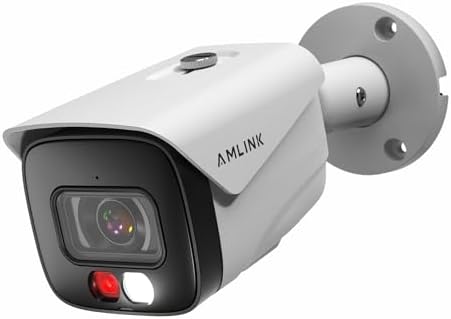 AMLINK 5MP Security AI IP PoE Camera, Night Color 100ft, Human/Vehicle Detection, NDAA Compliant, Indoor Outdoor Surveillance Bullet, 2-Way Audio, Support 256GB MicroSD, Deterrent, 20fps AL5M-B5172EW