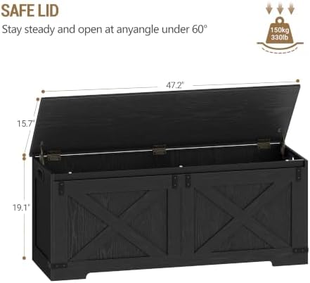 Hzuaneri 47" Storage Bench, Lift Top,225L/59Gal Storage Chest