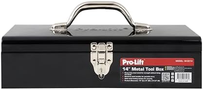 Pro-Lift Steel Tool Box – 14-inch Metal Toolbox Portable with Handle – Heavy Duty Metal Latch Closure Small Carry Storage Box Tools Organizer