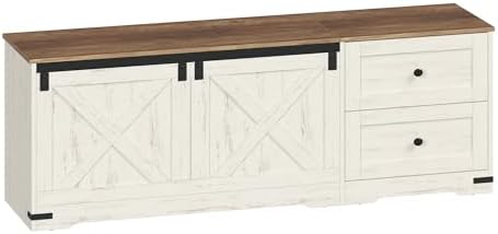 Hzuaneri 59" Farmhouse Storage Chest with 2 Drawers | 60 Gal | Retro White