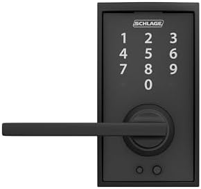 Schlage Touch Electronic Lock, Lever Handle, Century Trim, Matte Black