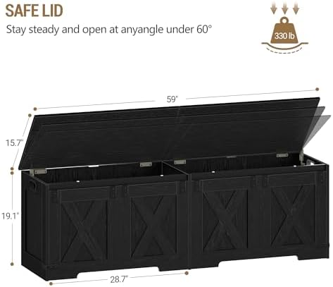 Hzuaneri 59" Rustic Storage Chest and Bench | 70 Gal | 330lb Seat