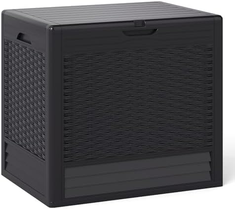 Tangkula 25 Gallon Waterproof Outdoor Storage Box with Lockable Lid