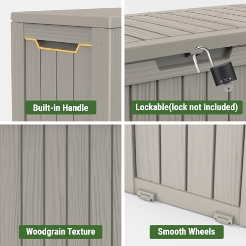 Mars Villa Deck Box, Outdoor Storage Box Waterproof, 72 Gallon, Grey