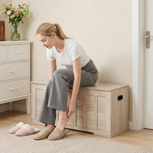 DUMOS 47.2" Wooden Storage Chest Bench with Storage for Bedroom