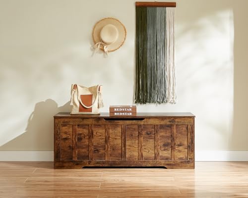 VANKILEY 51.2" Storage Chest Extra Large,Wooden Storage Bench(Rustic Brown)