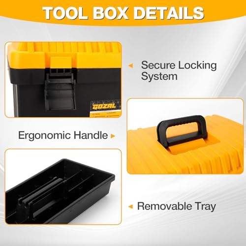 4-Piece Stackable Tool Box Set, Heavy Duty Plastic Case