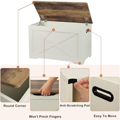 Timberer 31.5" Storage Chest, Wooden Storage Bench, Entryway Shoes Bench