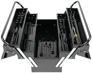 Pro-Lift Steel Tool Box – 21-inch 5-Tray Cantilever Metal Toolbox Portable with Handle – Heavy Duty Metal Latch Closure Carry Storage Box Tools Organizer