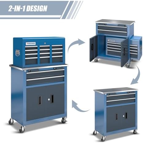LARBANKE 8-Drawer Rolling Tool Chest with Wheels,2-in-1 Detachable Design