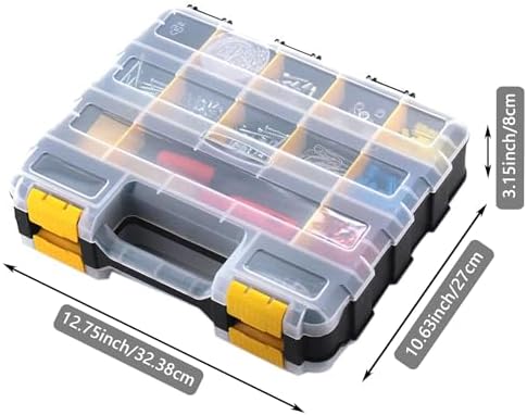 AIDY-PRO Tools Box Organizer Double Side 34 Compartments Hardware Organizers with Removable Plastic Dividers for Screws Nuts Nails