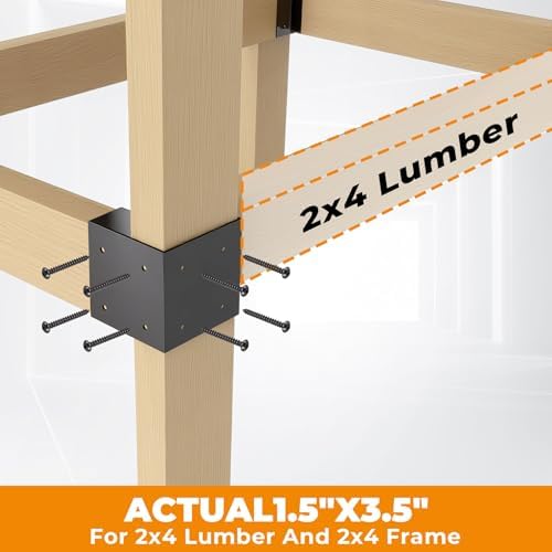 Workbench Brackets Kit 8 PCS, 3-Way Right Angle Corner Bracket for 2x4 Wood