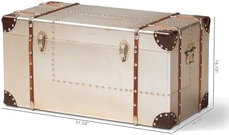 Baxton Studio Bechet Storage Trunk, Silver