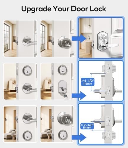 TEEHO TE004 Keyless Entry Door Lock Handle with Keypad, Satin Nickel