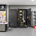 75" Taller Metal Garage Storage Cabinet,Tool Chest, Large Office Storage Cabinet with Lock Doors, Stainless Steel Bottom Plate with Holes,Utility Room Organization(H75* D16.53*L33.85)(Black)