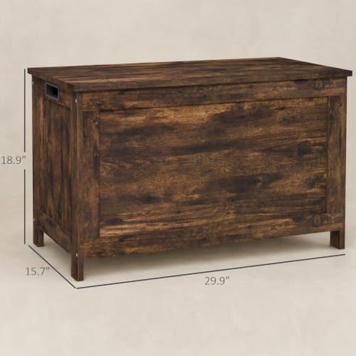 HOMCOM Storage Bench Cut-Out Handles 29.9" x 15.7" x 18.9" Rustic Brown