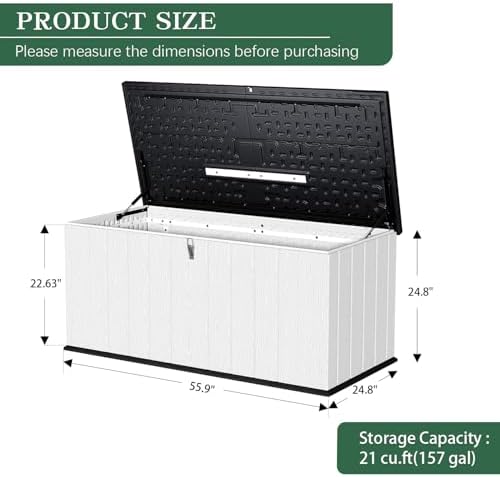 Outdoor Storage Shed, Resin Waterproof Storage Cabinet, Large Deck Box