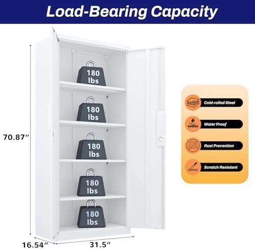71" Garage Storage Cabinet, White