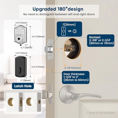52HZ Fingerprint Door Lock, Keyless Entry Door Lock with Code