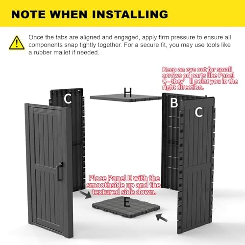 Fancyango Outdoor Resin Storage Cabinet Sturdy All-Weather Shed with Removable Shelves Lock Ring & Reinforced Floor – for Garden Patio Lawn (Black1)