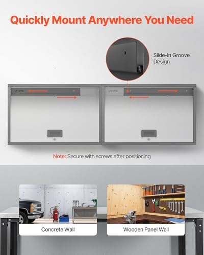 VEVOR Metal Wall Cabinet, 30.31 x 12.01 x 19.69 Inch, Floating Garage Tool Cabinet with Up-Flip Door and Shelf, 240 lbs Load Capacity, Fit for Garage, Basement, Kitchen, Warehouse Assembly Required