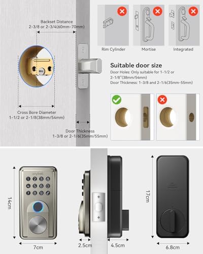 Fingerprint Door Lock ANYBELL Keyless Entry Deadbolt with Electronic Keypad