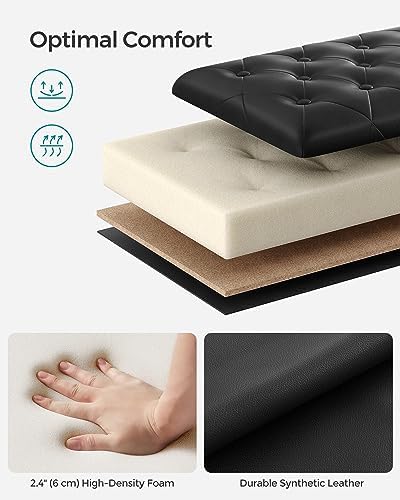 SONGMICS Storage Ottoman, 46.5 Inches Long Bed End Stool, Solid Wood Legs